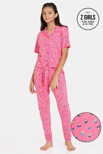 Buy Zivame Girls Disney Knit Cotton Pyjama Set - Hot Pink